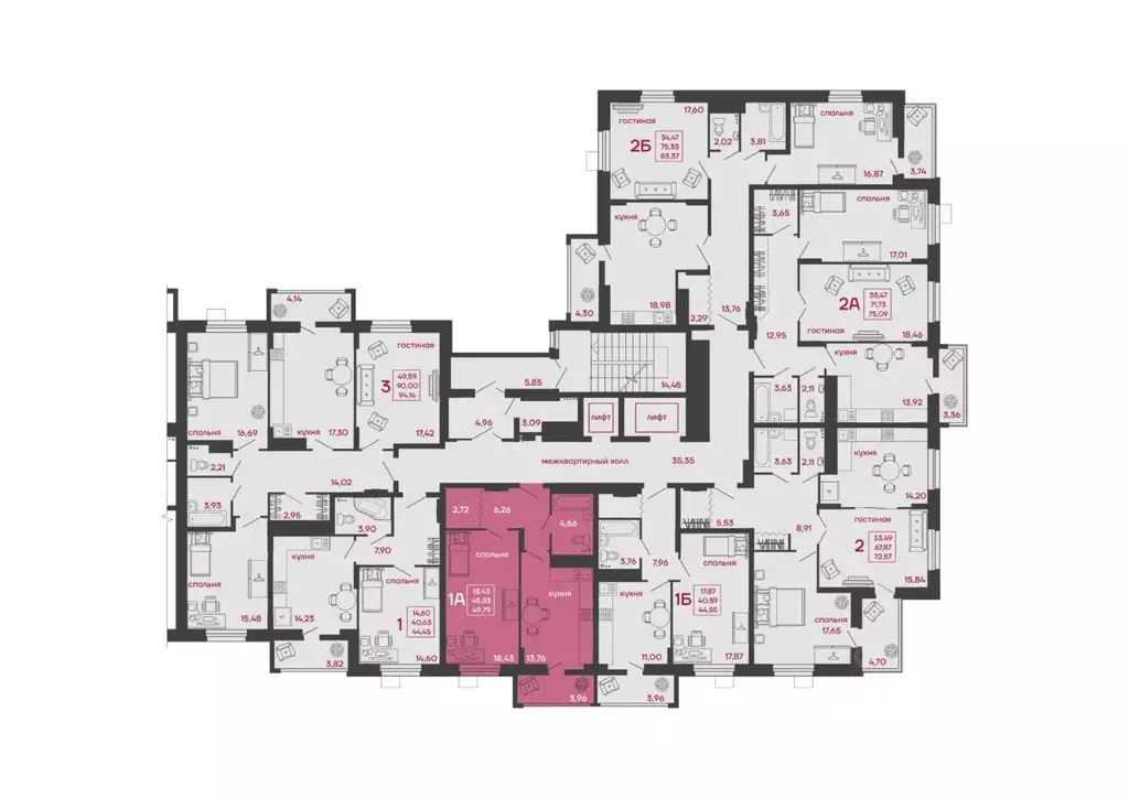 1-к кв. Пензенская область, Пенза ул. Богданова, 34 (49.79 м) - Фото 2