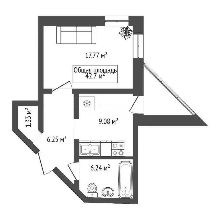 1-комнатная квартира: Новосибирск, улица Кошурникова, 29/5 (42.7 м) - Фото 0