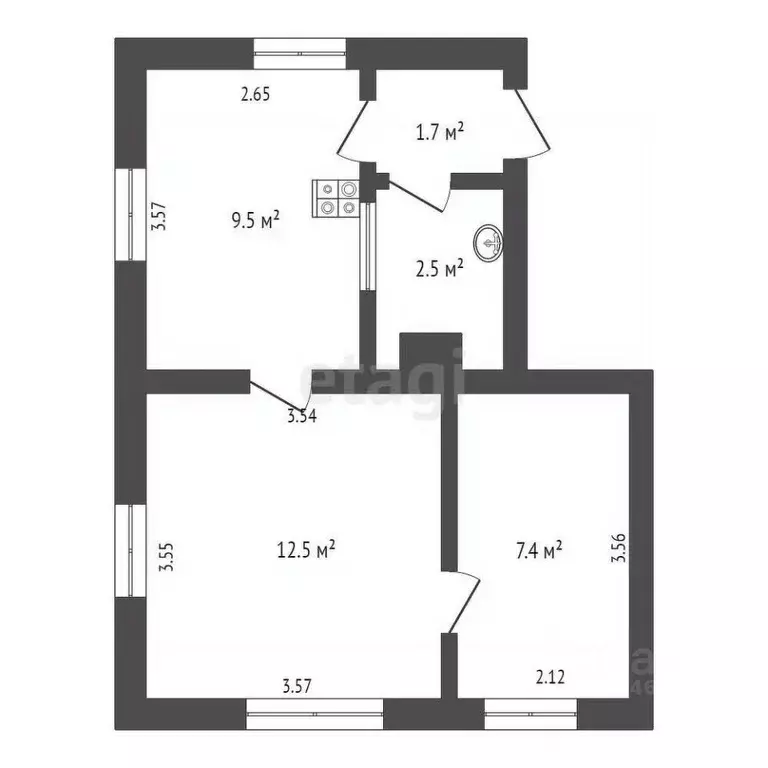 2-к кв. Крым, Джанкой ул. Промышленная, 22 (33.6 м) - Фото 1