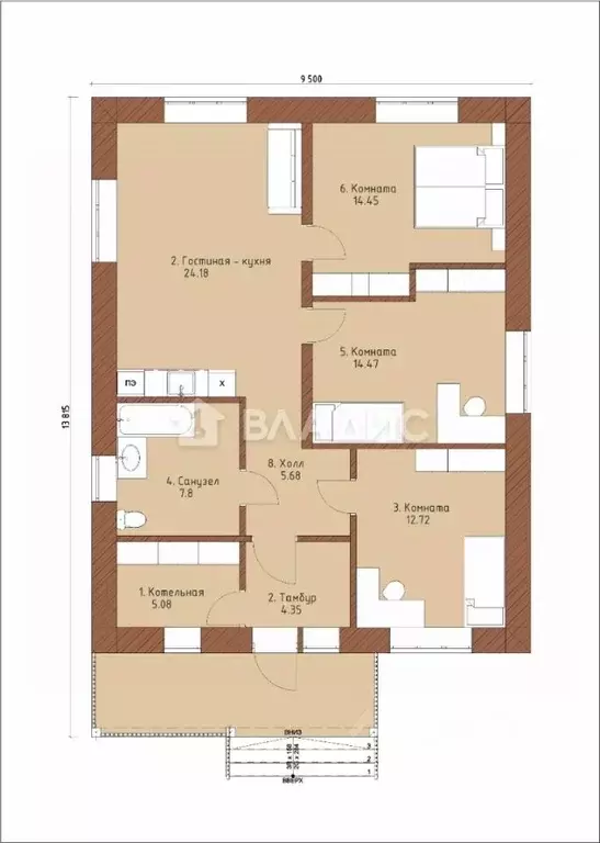 Дом в Алтайский край, Первомайский район, с. Фирсово, Рощино мкр ул. ... - Фото 2