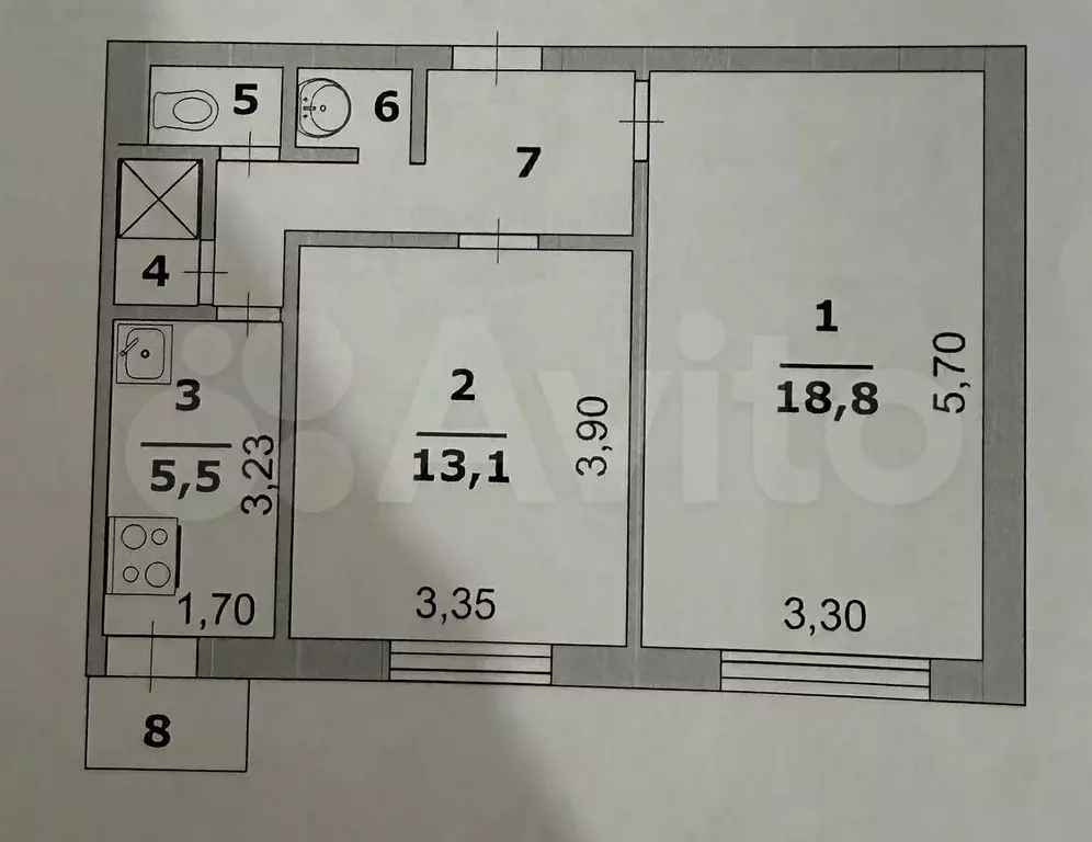 2-к. квартира, 46,6 м, 5/9 эт. - Фото 0