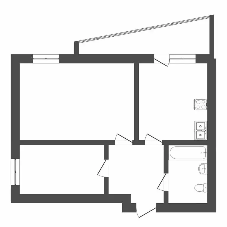 2-комнатная квартира: Тюмень, улица Газовиков, 49 (43.6 м) - Фото 1
