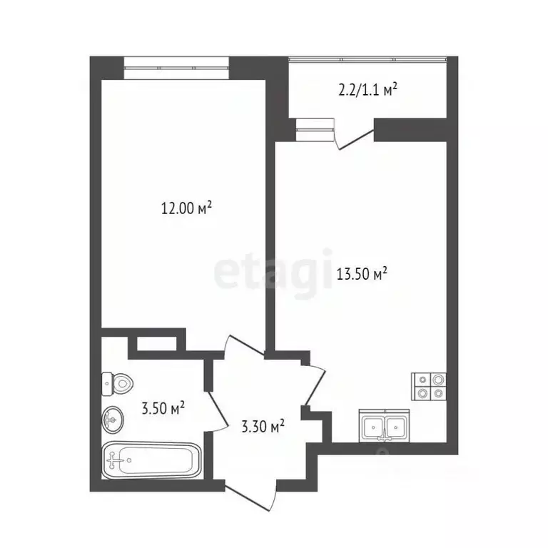 1-к кв. Ростовская область, Ростов-на-Дону ул. Нансена, 83с3 (33.4 м) - Фото 1