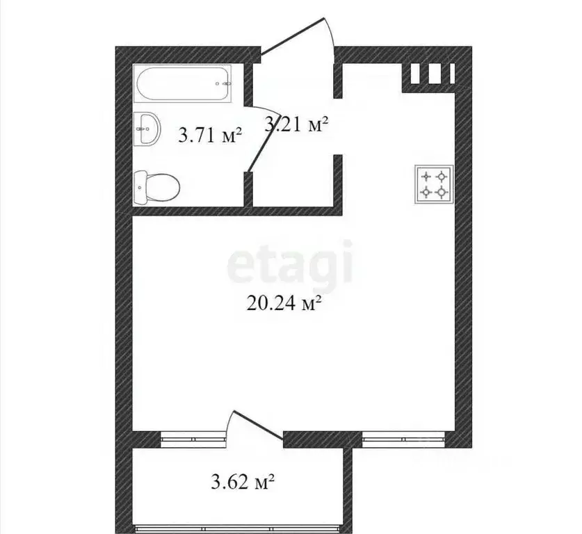 1-к кв. Татарстан, Казань Беломорская ул., 242 (31.7 м) - Фото 2