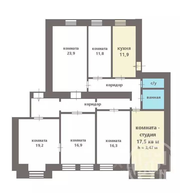 Комната Санкт-Петербург Кирилловская ул., 18 (17.5 м) - Фото 1