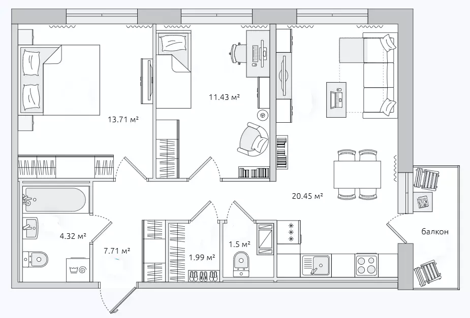 Продаётся 2-к квартира, 61.3 м - Фото 0