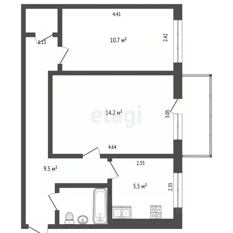 2-к кв. Московская область, Реутов ул. Гагарина, 18 (44.6 м) - Фото 2