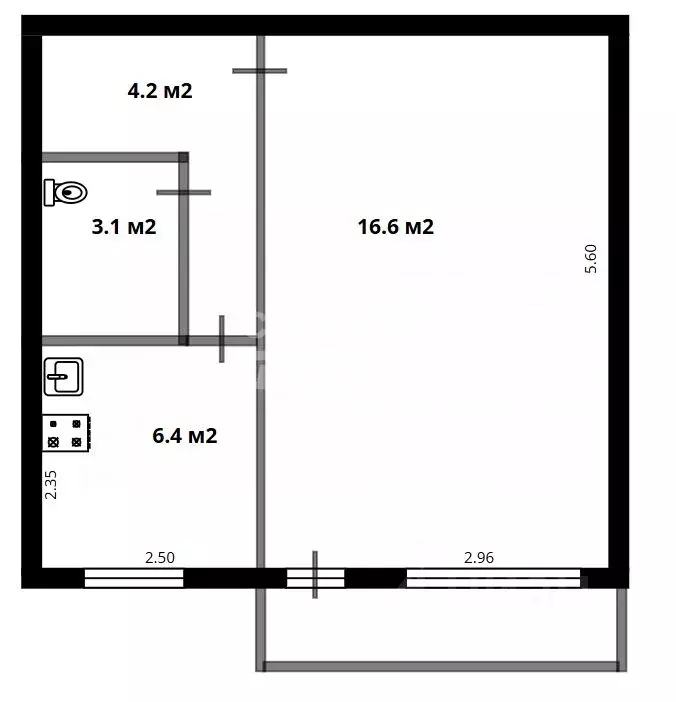 1-к кв. Карелия, Кондопога Октябрьское ш., 61 (30.3 м) - Фото 2
