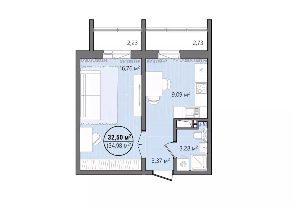 1-к кв. Челябинская область, Челябинск ул. Труда, 14 (37.78 м) - Фото 1