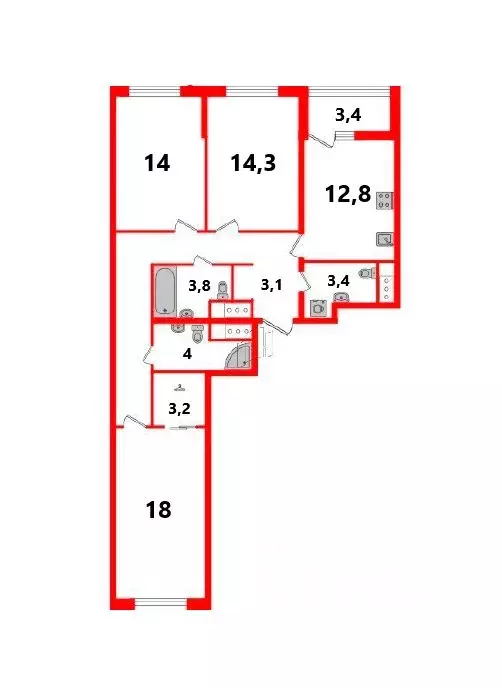 3-к кв. Санкт-Петербург просп. Энергетиков, 2к1 (91.27 м) - Фото 1