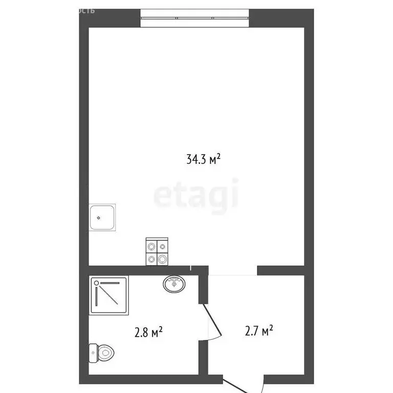 Квартира-студия: Тюмень, улица 30 лет Победы, 76 (16 м) - Фото 1