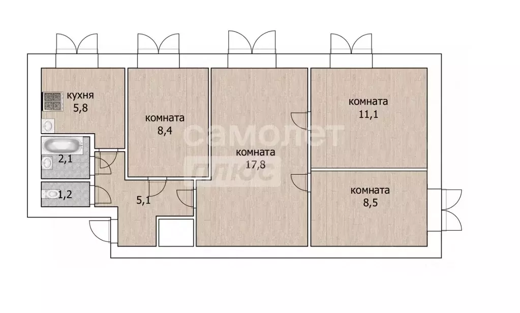 4-к кв. Московская область, Мытищи Новомытищинский просп., 45к1 (58.8 ... - Фото 2