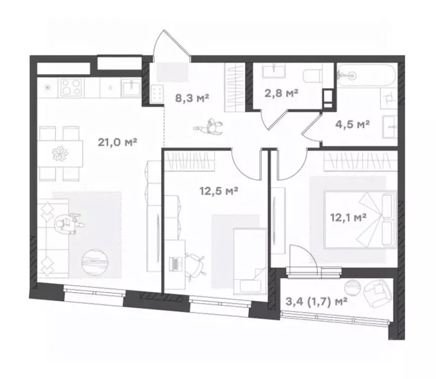 2-к кв. Ярославская область, Ярославль Тутаевское ш., 93Б (63.0 м) - Фото 1