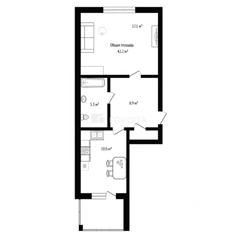 1-к кв. Новосибирская область, Новосибирск Пригородная ул., 15 (42.2 ... - Фото 2