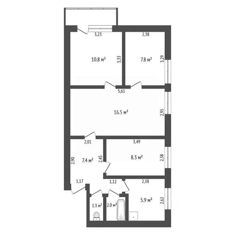 4-к кв. Амурская область, Сковородино Красноармейская ул., 5 (60.1 м) - Фото 2