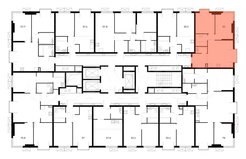 2-к. квартира, 50 м, 15/24 эт. - Фото 1