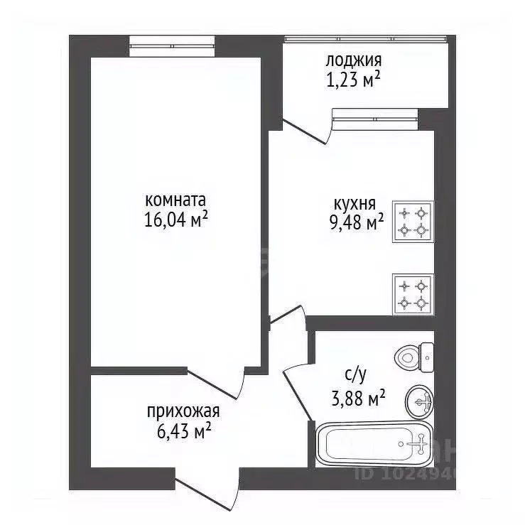 1-к кв. Башкортостан, Уфа ул. Просвещения, 5 (34.3 м) - Фото 2