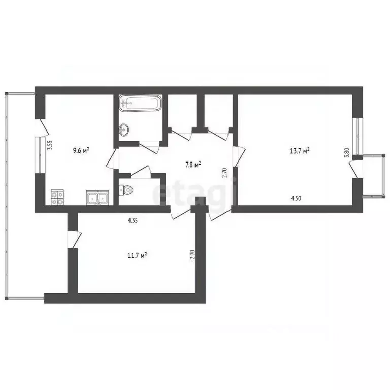 2-к кв. Крым, Симферополь ул. Генерала Родионова (49.0 м) - Фото 1