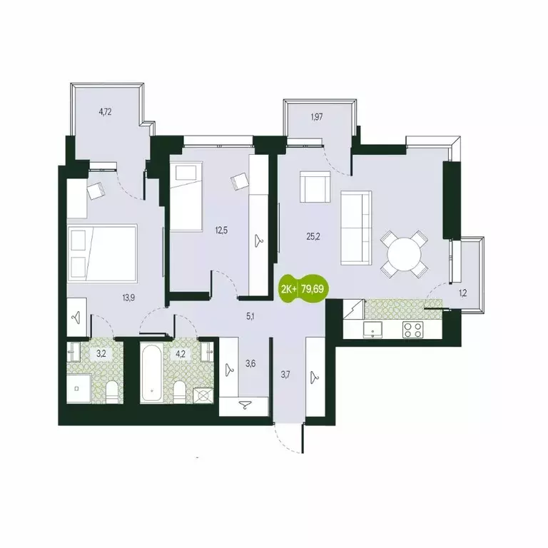 3-к кв. Забайкальский край, Чита Каштакский мкр,  (79.69 м) - Фото 1