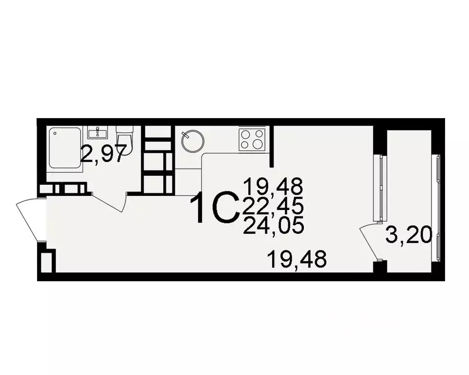 1-к кв. Тульская область, Тула  (22.45 м) - Фото 0