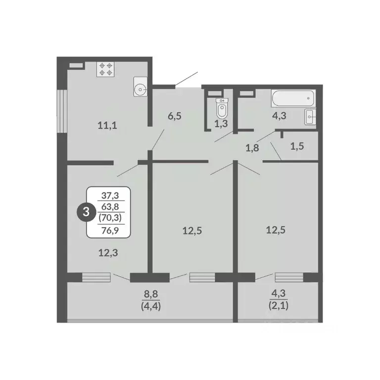 3-к кв. Кировская область, Киров Нагорная ул., 16 (70.3 м) - Фото 0