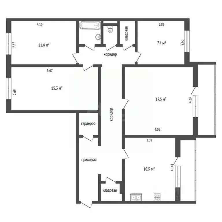 4-к кв. Ямало-Ненецкий АО, Ноябрьск ул. Владимира Высоцкого, 22 (101.0 ... - Фото 2