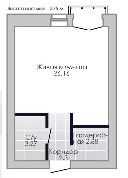Квартира-студия: посёлок Пригородный, Лесная улица, 2 (35.5 м) - Фото 0