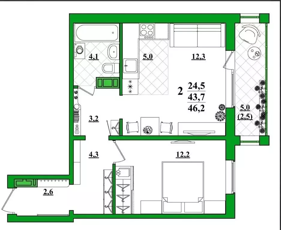 2-комнатная квартира: Первоуральск, улица Емлина, 29А (43 м) - Фото 2