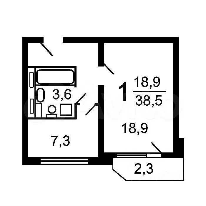 1-к. квартира, 38 м, 6/12 эт. - Фото 0