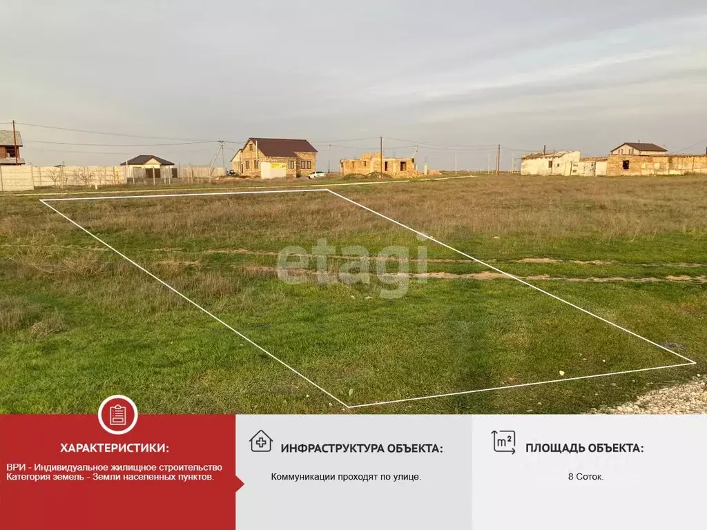 Участок в Крым, Сакский район, с. Суворовское ул. Полевая, 6 (8.0 ... - Фото 1