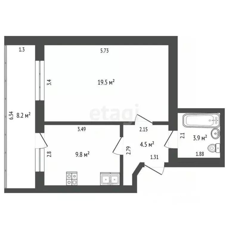 1-к кв. Самарская область, Самара ул. Гагарина, 21 (37.7 м) - Фото 1