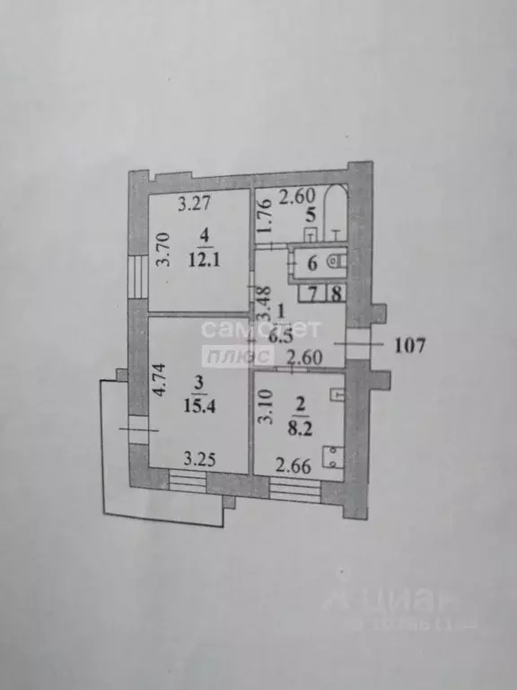 2-к кв. Липецкая область, Липецк Московская ул., 111 (48.9 м) - Фото 2