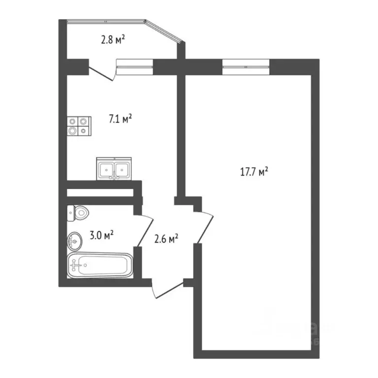 1-к кв. Тюменская область, Тюмень Антипино мкр, ул. Беловежская, 17 ... - Фото 1