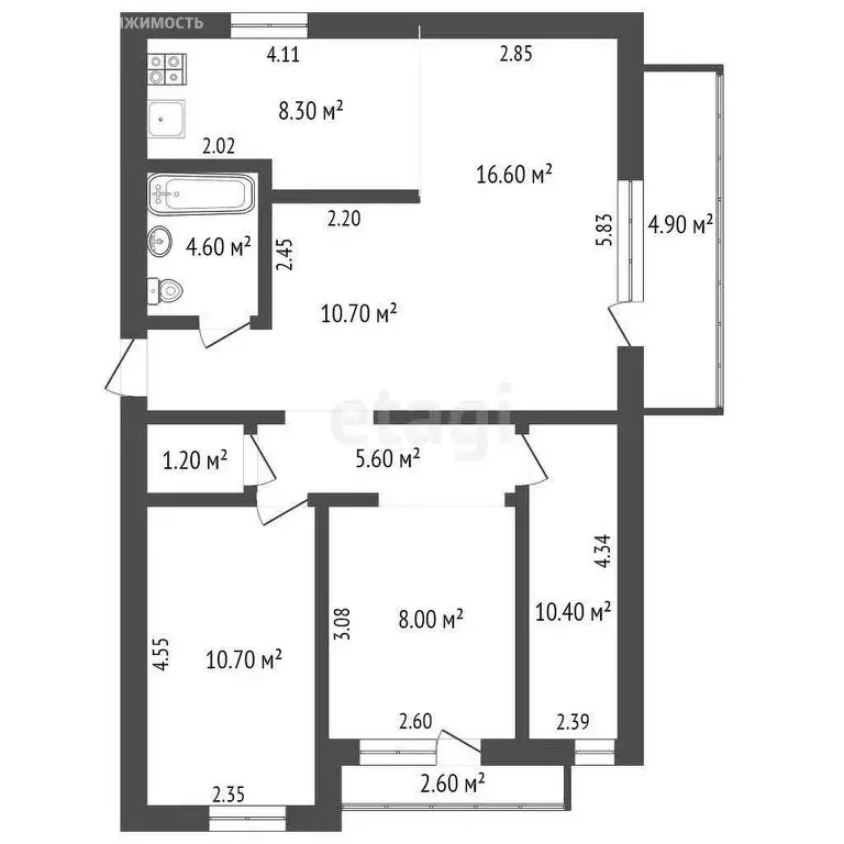 4-комнатная квартира: Ишим, Крымская улица, 6 (75 м) - Фото 0