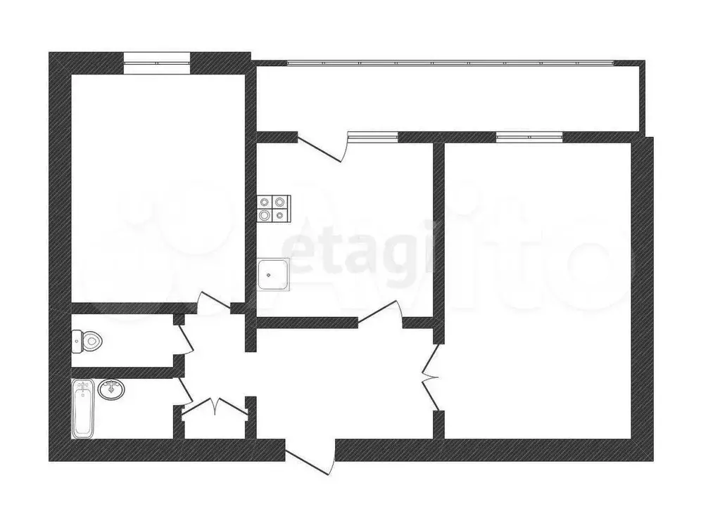 2-к. квартира, 46 м, 5/5 эт. - Фото 0