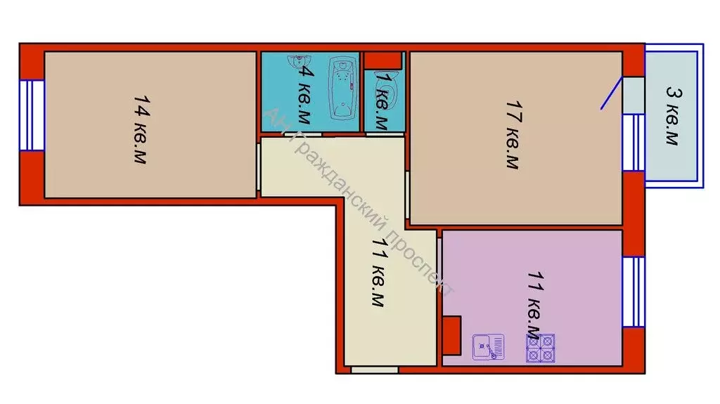 2-комнатная квартира: Шлиссельбург, улица Чекалова, 47 (58.5 м) - Фото 1