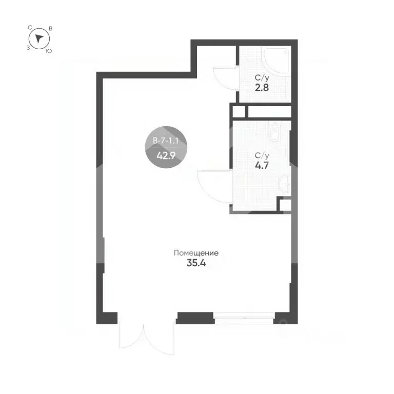 Торговая площадь в Москва 3-я оч., Шагал жилой комплекс, к2.1 (43 м) - Фото 2