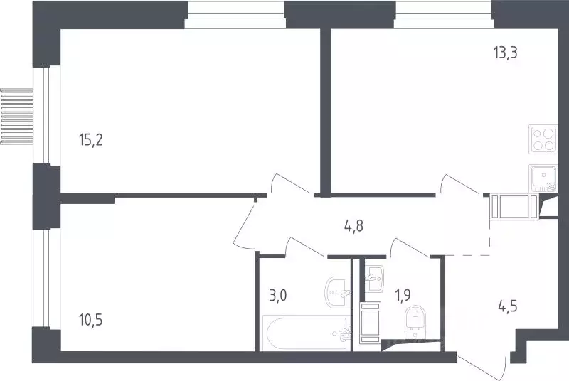 2-к кв. Московская область, Мытищи пер. 1-й Стрелковый (52.2 м) - Фото 1