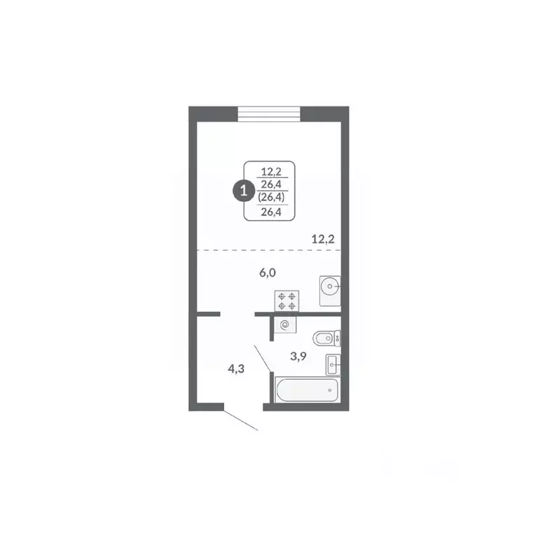 Студия Кировская область, Киров ул. Пушкина, 25 (26.4 м) - Фото 1