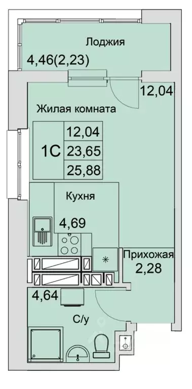 Студия Ростовская область, Батайск  (25.88 м) - Фото 0