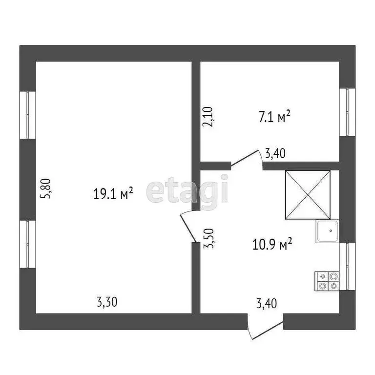 2-комнатная квартира: село Средние Чирки, улица 8 Марта, 2 (37.1 м) - Фото 2