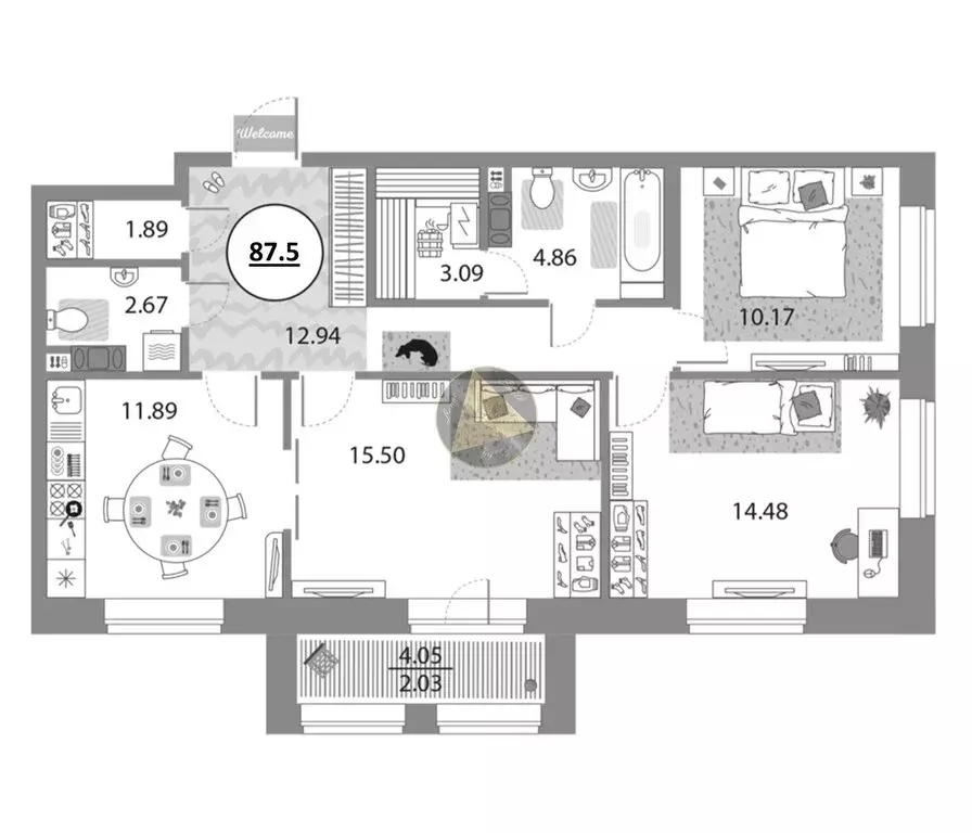 3-комнатная квартира: Санкт-Петербург, проспект Авиаконструкторов, 54 ... - Фото 2