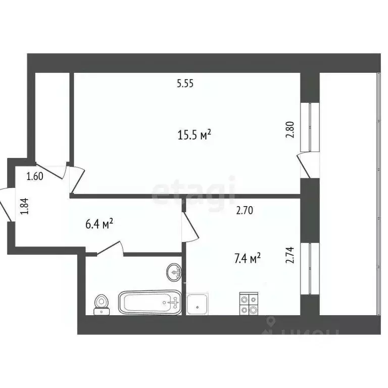 1-к кв. Московская область, Лыткарино 3-й мкр, 3А кв-л, 28 (33.8 м) - Фото 1