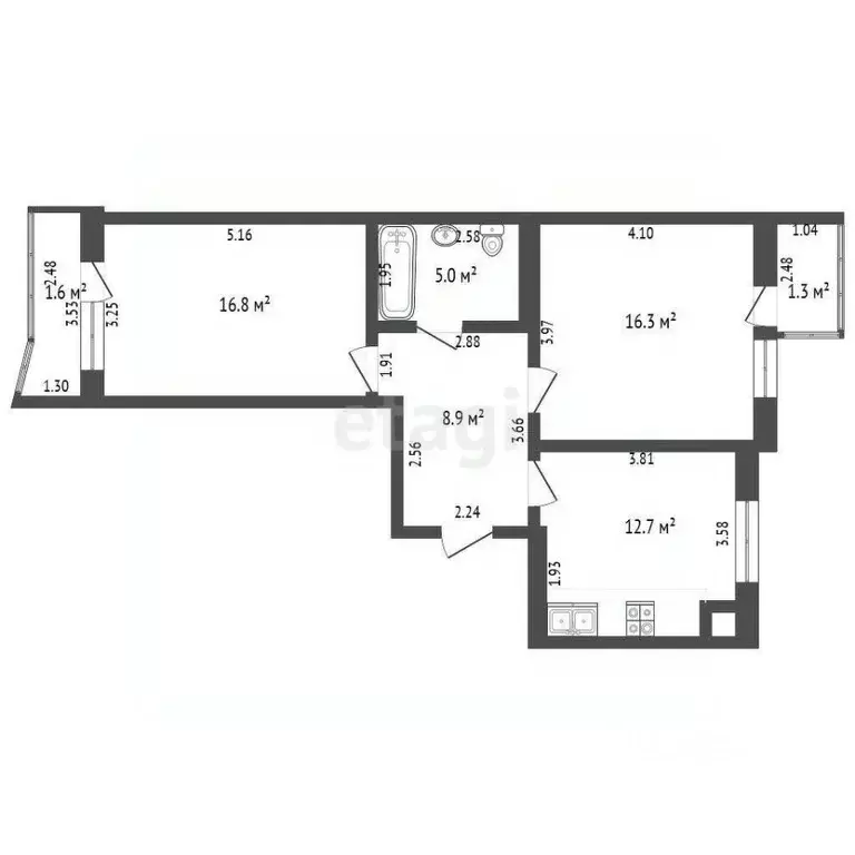 2-к кв. Калининградская область, Калининград Артиллерийская ул., 63 ... - Фото 1