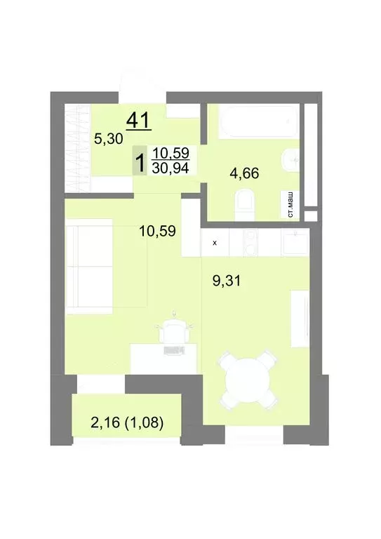 Квартира-студия: Екатеринбург, Тенистая улица, 8с5 (30.94 м) - Фото 0