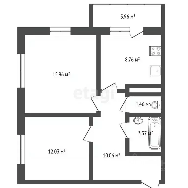 2-к кв. Тюменская область, Тюмень ул. Дмитрия Менделеева, 2к2 (51.6 м) - Фото 2