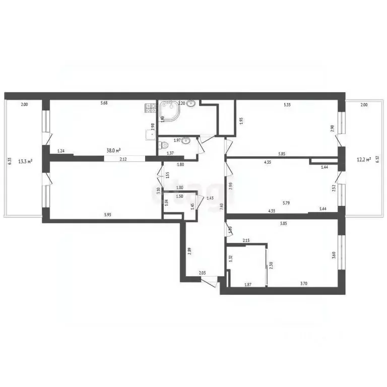 3-к кв. Тюменская область, Тюмень ул. Федюнинского, 30к9 (136.5 м) - Фото 2