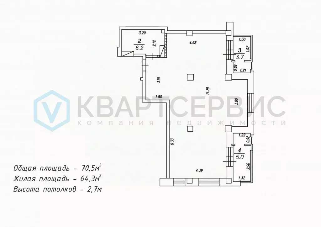 2-к кв. Омская область, Омск просп. Королева, 7 (69.9 м) - Фото 2