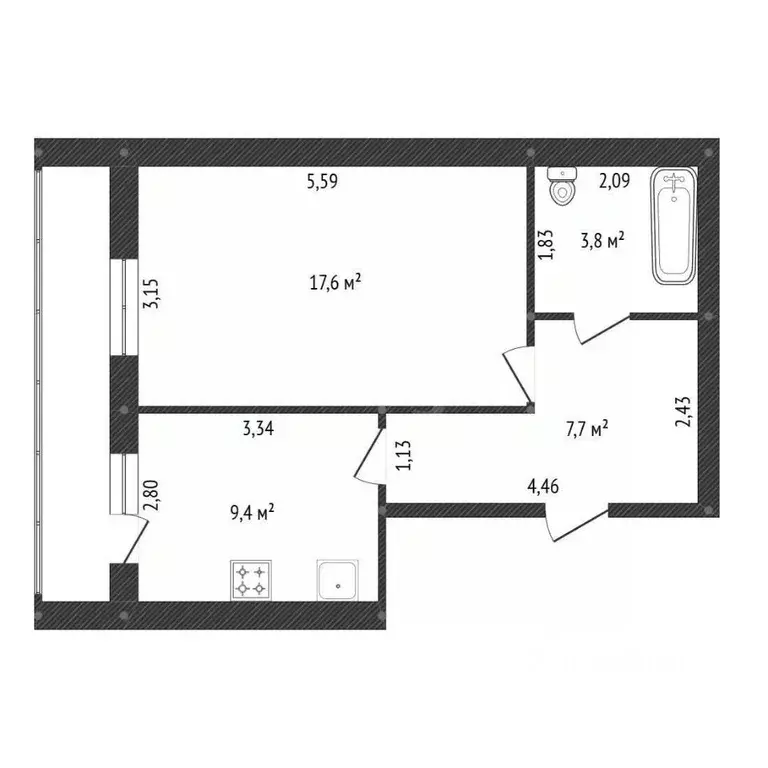 1-к кв. Башкортостан, Уфа ул. Уфимское Шоссе, 18 (41.7 м) - Фото 1