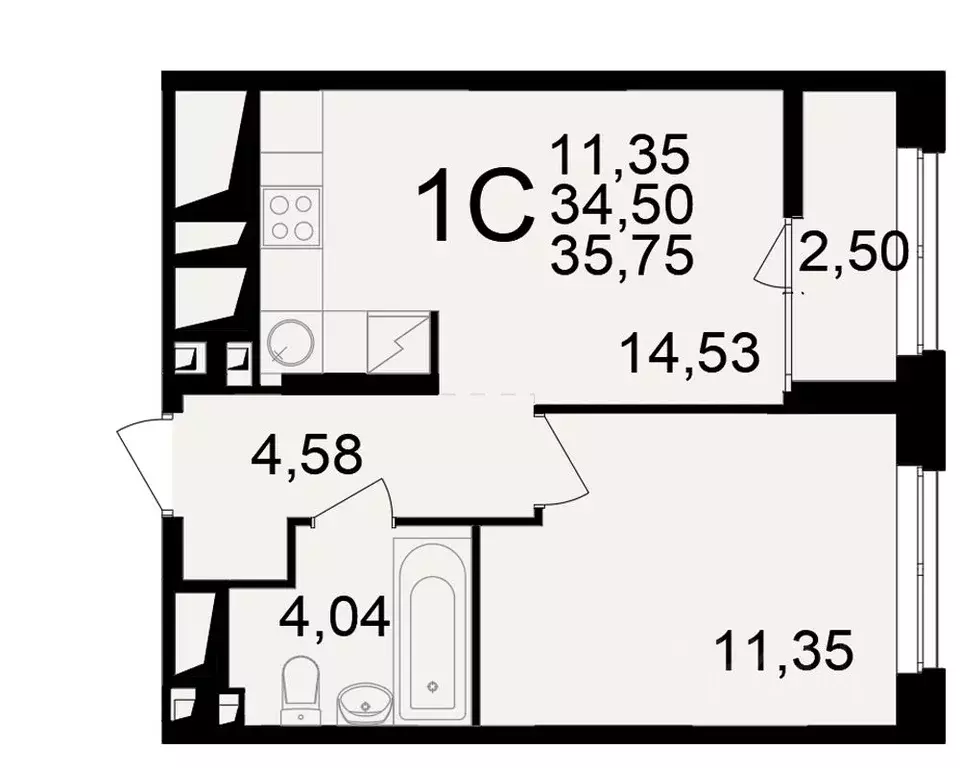 1-к кв. Рязанская область, Рязань ул. Чкалова (34.5 м) - Фото 1